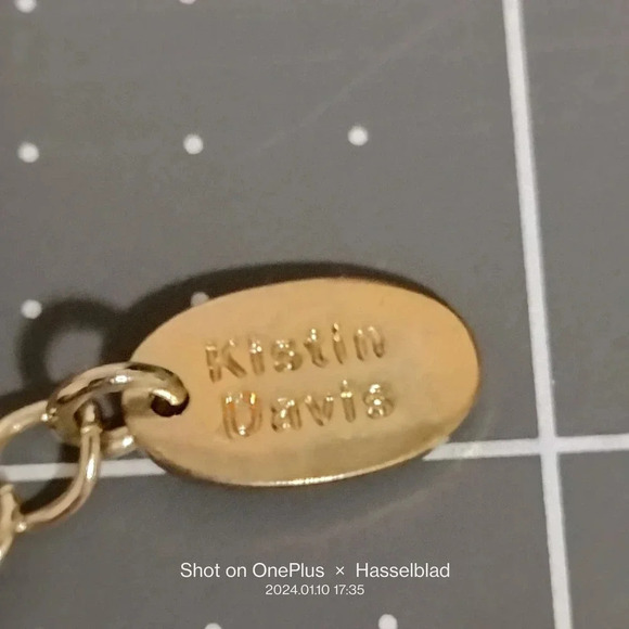 Kistin Davis Teal and Gold Tone Circle Pendants Fashion Statement Necklace - Picture 4 of 7